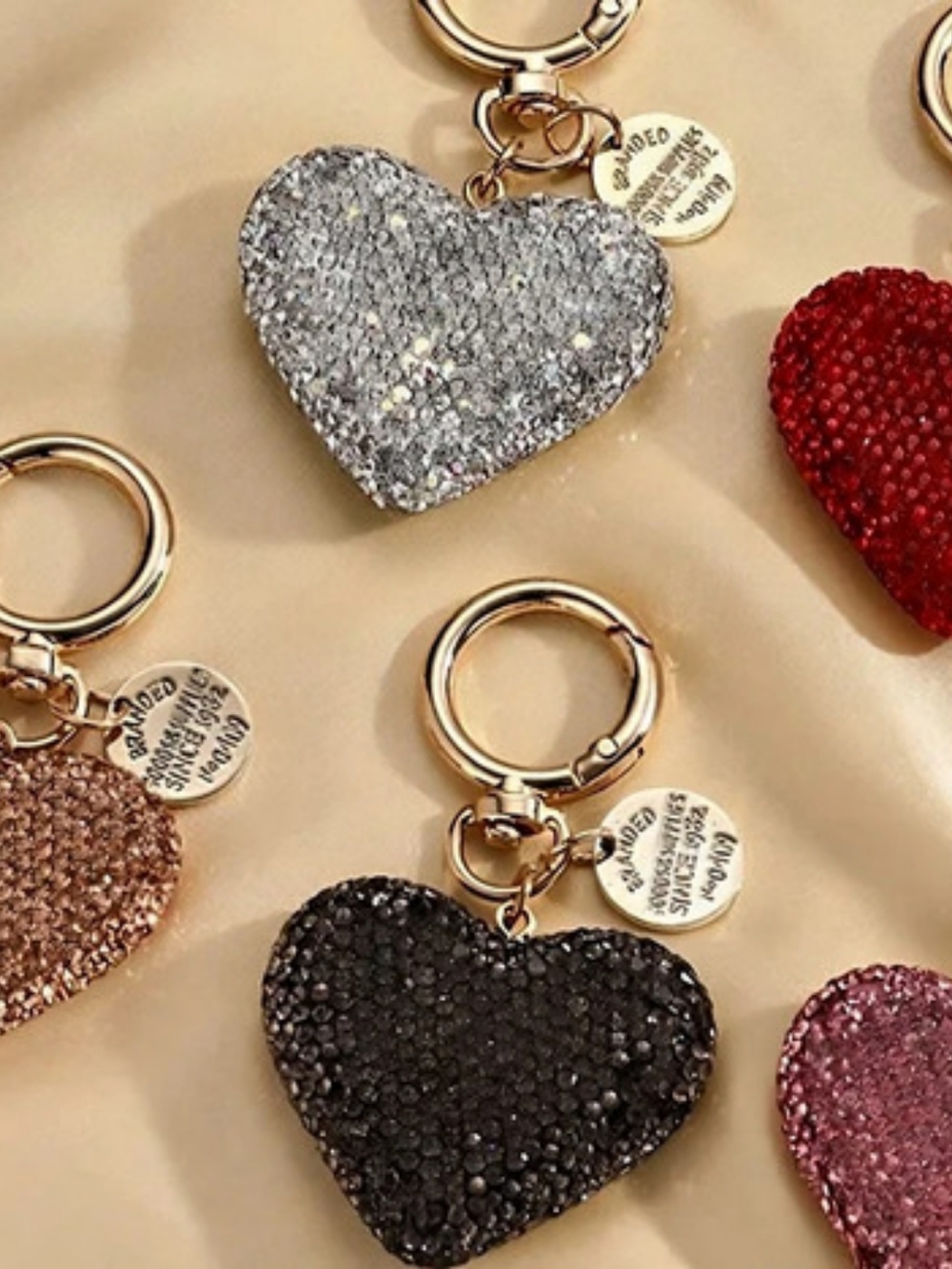 Rhinestone Heart Keychain  in Multicolor